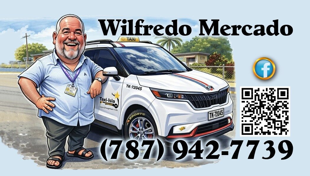 Wilfredo Mercado, your driver, with the Taxi-isla van